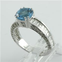 Ring 3.47 ctw Diamond & Blue Topaz  14K White Gold- SRP$ 6845