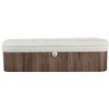 Image 1 : BNIB - Moes - Sonny Storage Bench Walnut - MSRP $1,849 - EW-1031-03 - 61" W x 19" D x 18" H