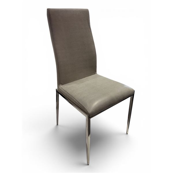New - Set of 2 Grey Eco Nabuk Clair Designer Dining Chairs by Ark Interiors - approx. 18in x 23in x 