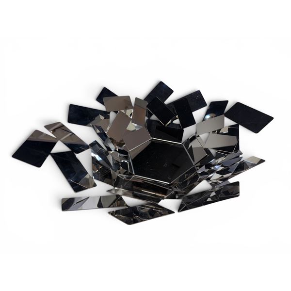 New - Geometric Large Silver Fruit Bowl by Ark Interiors - MSRP $350 - new floor model