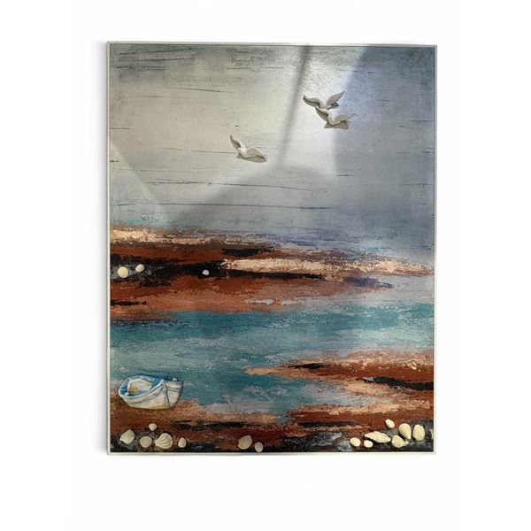 New - Framed Beach Wall Painting by Ark Interiors - approx. 31.5in x 39in H - MSRP $540 - new floor 