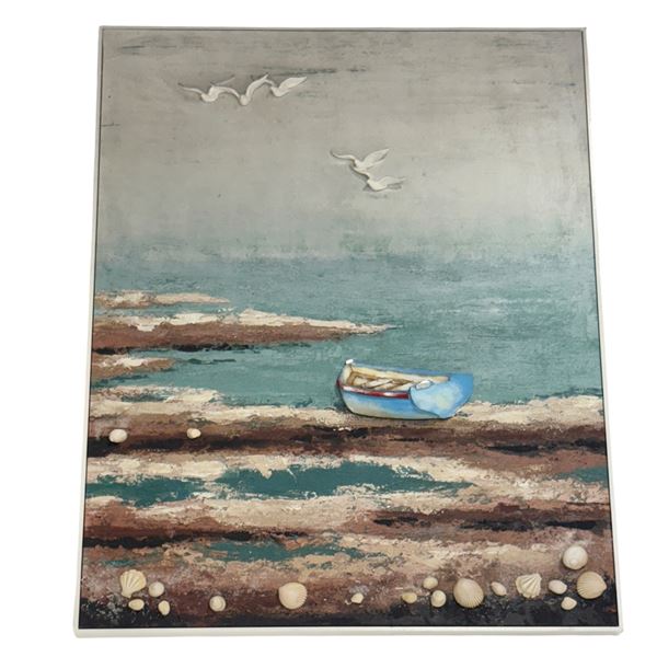 New - Framed Beach Wall Painting by Ark Interiors - approx. 31.5in x 39in H - MSRP $540 - new floor 