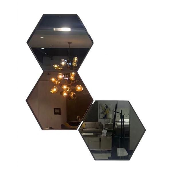 New - Sovet - 3pc Hexagona Large Assorted Mirrors - approx. 23in x 20in each - MSRP $2,670 for the s
