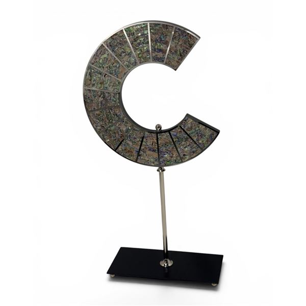 New - "C" Sculpture on Stand Large - approx. 16in x 6in x 36in H by Ark Interiors - MSRP $590 - new 