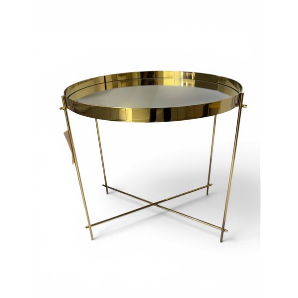 New - Genisis End Table Gold Chrome by Ark Interiors - approx. 18in D x 20in H - MSRP $980 - new flo