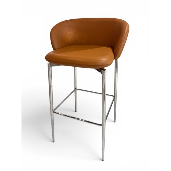 New - Lola Designer Barstool Brown Leather by Ark Interiors - MSRP $1,299 - new floor model