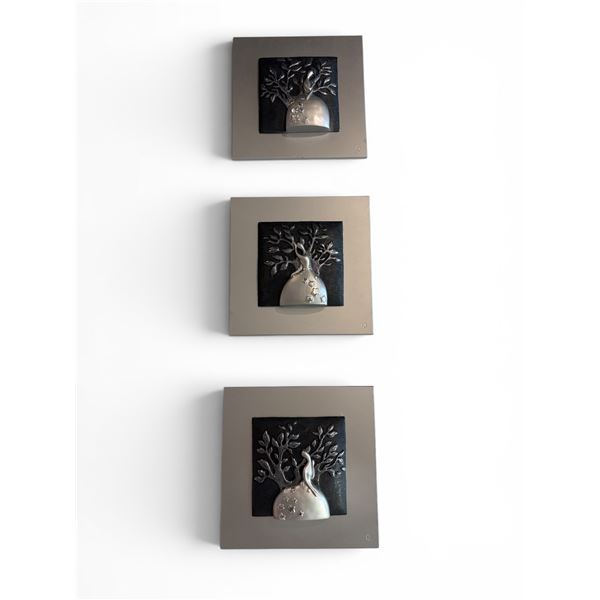New - Flora Dress Set of 3 Framed Wall Hangings - approx. 15.78in x 15.78in x 15.78in - MSRP $680 - 