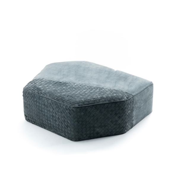 New - Uliv - Designer Dominic Pouf Superior Leather Ottoman - approx. 39.3in x 41.7in x 12.5in H - M