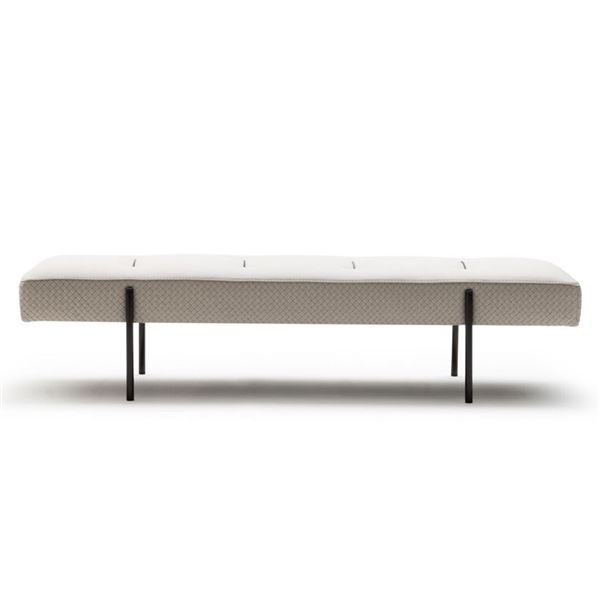 New - Ulivi - Designer Elodie Bench Plume Leather Col. Carrara Black Glossy Metal Base - approx. 59.