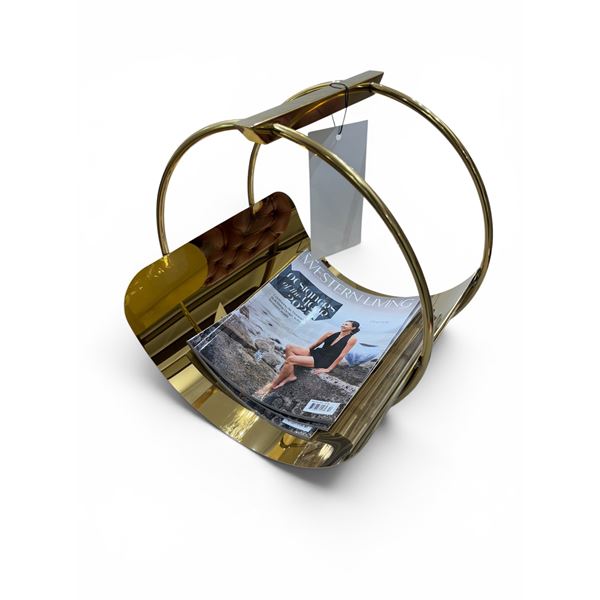 New - Hoop Magazine Holder Gold Designer - MSRP $445 - new floor model