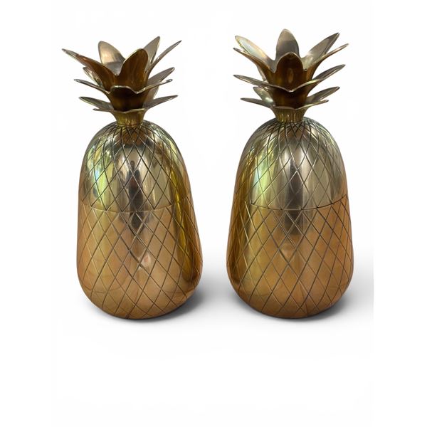 Set of 2 new brass pineapple table top decor - new floor model