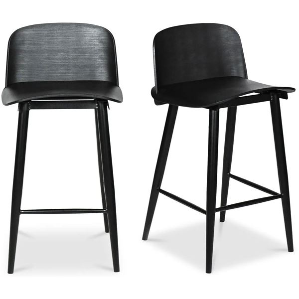 BNIB - Moe's - Looey Counter Stool - Set of 2 - Black - MSRP $289.00 - Item # QX-1008-02 - 18" W x 2