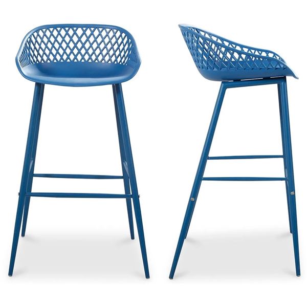 BNIB - Moe's - Piazza Outdoor Barstool - Blue - Set of Two - MSRP $289 - Item # QX-1004-26 - 19.29" 