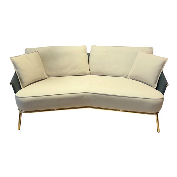 New - Ulivi - Clara Loveseat - 70" x 38.8" x 29.1" H (SH 15.1") - Backrest: Leather Cat. Sup Plume C