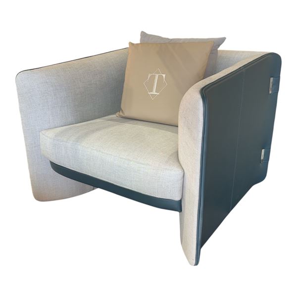 New - Turri - Blossom Armchair by Ark Interiors - 35.8" x 35.8" x 27.5" H - Leather (Cat. LH, Col. P
