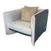 Image 1 : New - Turri - Blossom Armchair - 35.8" x 35.8" x 27.5" H - Leather (Cat. LH, Col. Petrolio) & Fabric