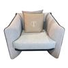 Image 3 : New - Turri - Blossom Armchair - 35.8" x 35.8" x 27.5" H - Leather (Cat. LH, Col. Petrolio) & Fabric