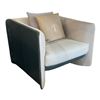Image 2 : New - Turri - Blossom Armchair - 35.8" x 35.8" x 27.5" H - Leather (Cat. LH, Col. Petrolio) & Fabric