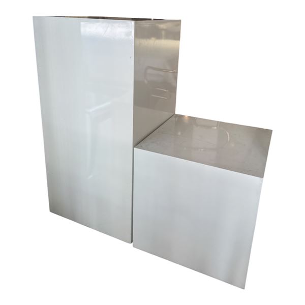 Set of 2 - Modern Minimalist High-Gloss White Cube Display Pedestal