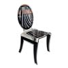 Image 1 : New - Acrila - Wild Zebra Chair with Plexi Legs by Ark Interiors - 16.5" x 15.3" x 34.6" H - MSRP $1