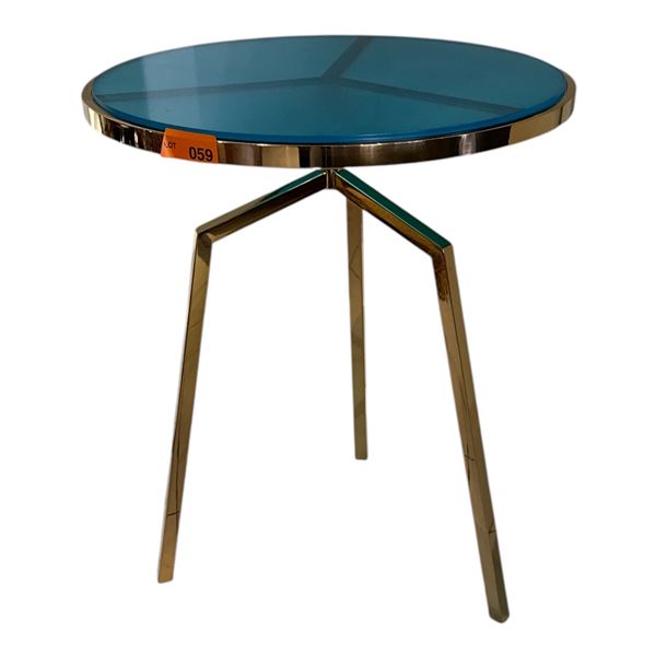 New - Vista End Table Resin Blue by Ark Interiors - approx 19"R x 24"H - MSRP $1,770.00 - New Floor 