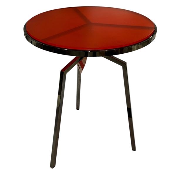 New - Vista End Table Resin Red by Ark Interiors - approx 19"R x 24"H - MSRP $1,770.00 - New Floor M