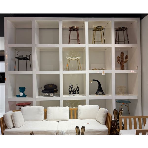 New - Custom Designer Modern White Gloss Grid Shelving Unit - MSRP $15,000 to $20,000 - approx. 12ft
