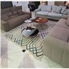 Image 2 : Contemporary Blue & Cream Geometric Fringed Area Rug - RV: $3560 - Approx: 125" x 79"- ARK Interiors