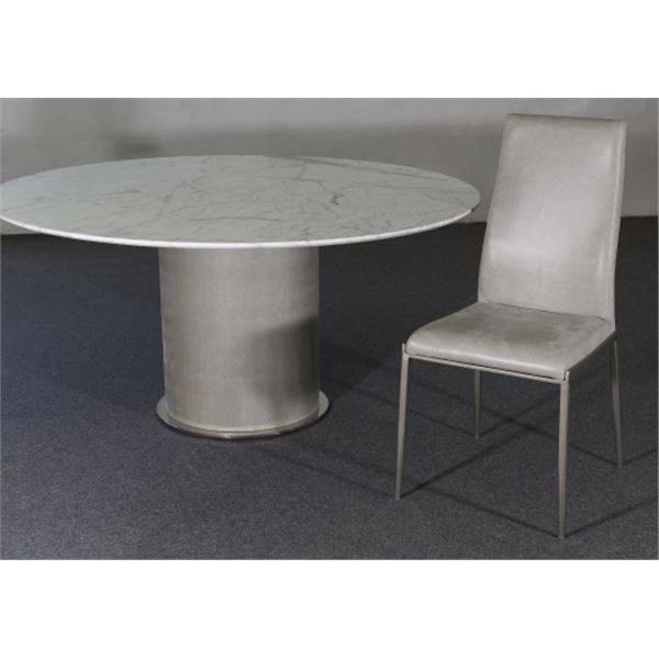 New Group of 4 Grey Eco Nabuk Clair Dining Chair - RV: $1350 - Approx: 18" x 23" x 37" - ARK Interio