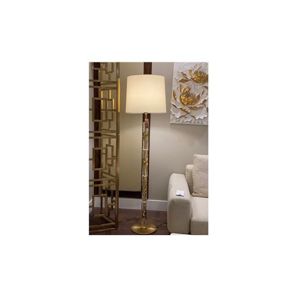 New Bamboo Shade Floor Lamp with Gold Frame - RV: $3762 - Approx: 17.7" x 66" - ARK Interiors Floor 