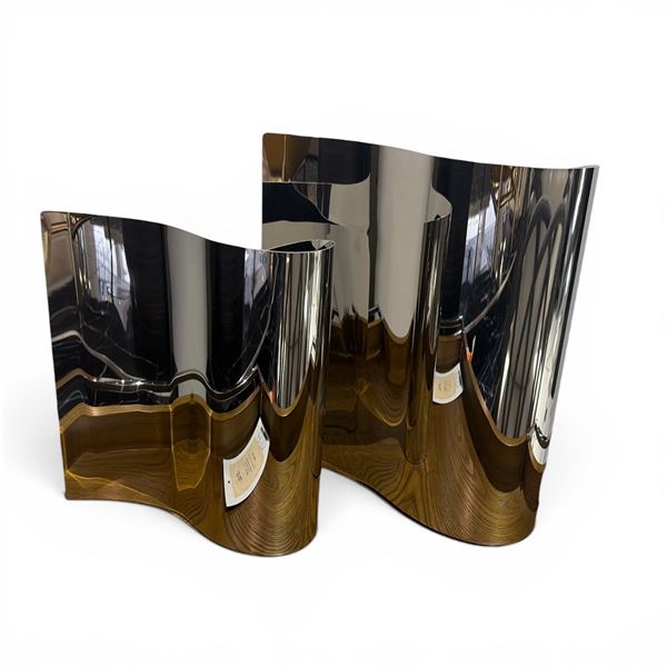 Group of 2 Chrome Harp Vase