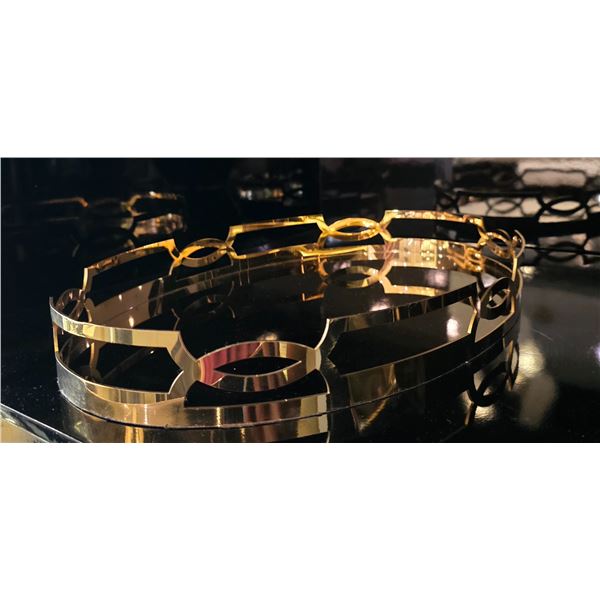 New Group Of Designer Gold Oval Mirrored Tray and Wine Holder