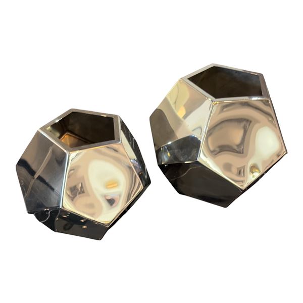 New Group of 2 Chrome Vase Home Decor