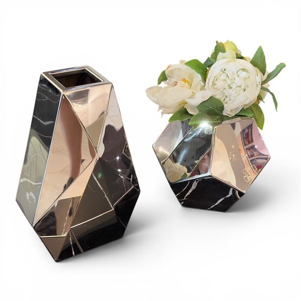 New Small Chrome Harp Vase and Decor