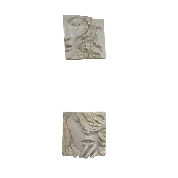 Muse White 2pc Wall Art Set by Ark Interiors - approx. 9.8in x 9.8in - MSRP $240