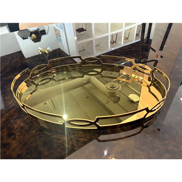 New - Designer Centre Gold Metal Decorative Oval Bowl - new floor model