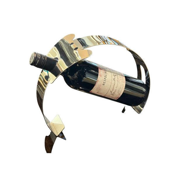 New - Chrome Metal Wine Bottle Holder - new floor model