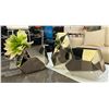 Image 1 : 3pc Assorted Geometric Chrome Vases - new floor model