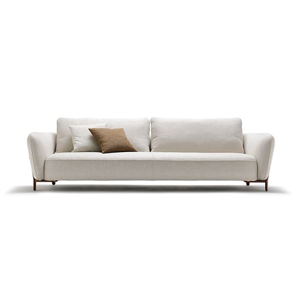 New - CEPPI - Ivy Designer Sofa with Pillows Fabric Cover, Walnut Structure, Nubuk Leather - approx.