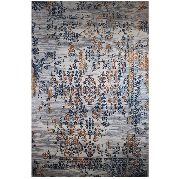 New - Blue/Yellow Leaves Area Rug - approx. 116in x 78in - MSRP $2,380 - new floor model