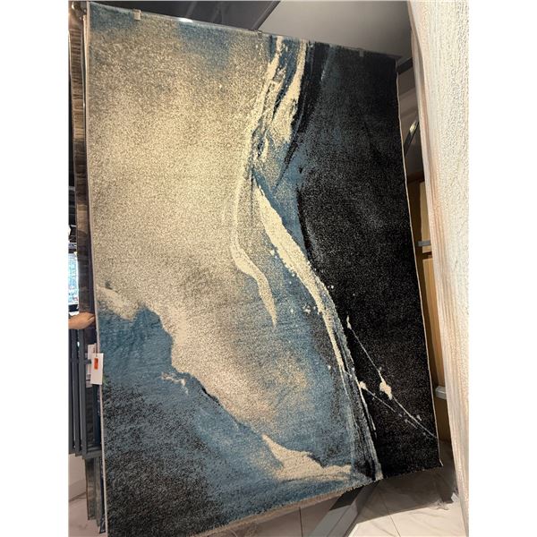 New - Abstract Dark with Blue, Beige Area Rug - approx. 117in x 76in - MSRP $2,280 - new floor model