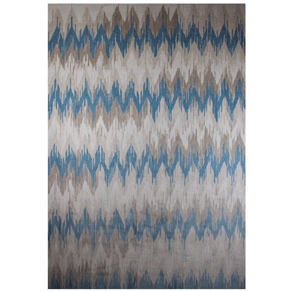 New - Zotopia Creams Blue Zig Zag Geometric Area Rug - approx. 114in x 78in - MSRP $2,450  - new flo