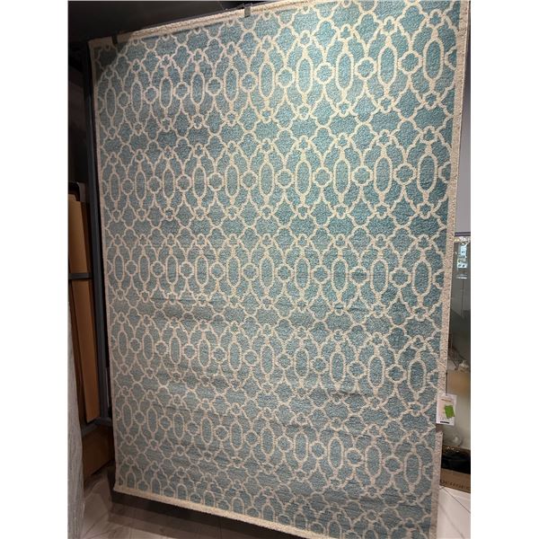 New - Blue/Cream Nylon Area Rug - approx. 79in x 114in - MSRP $1,880 - new floor model
