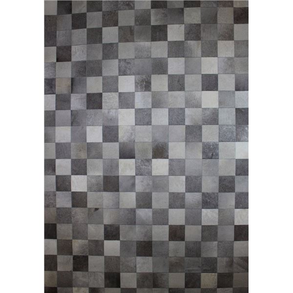 New - Cowhide Light Grey Area Rug - approx. 116in x 78in - MSRP $3,890 - new floor model