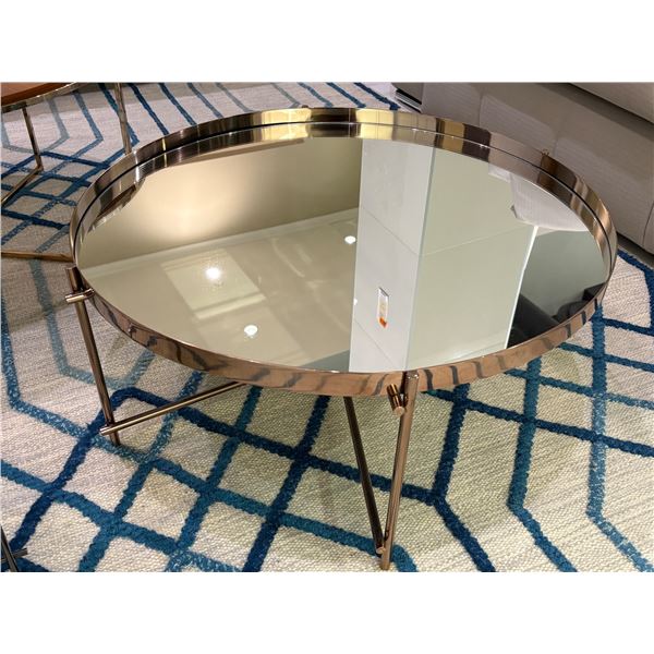 New - Genisis Coffee Table Chrome - MSRP $1,980 - approx. 26in Dia x 12in H - new floor model