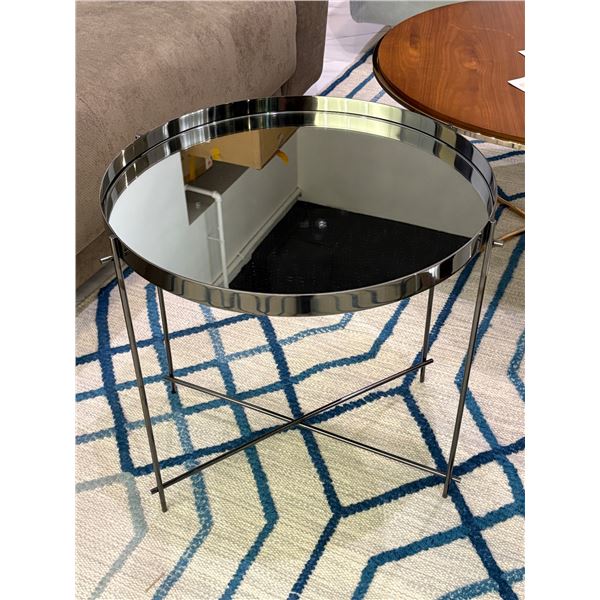 New - Set of 2 Designer Genesis End Tables Chrome - MSRP $980 each ($1,960 for the set) - approx. 21