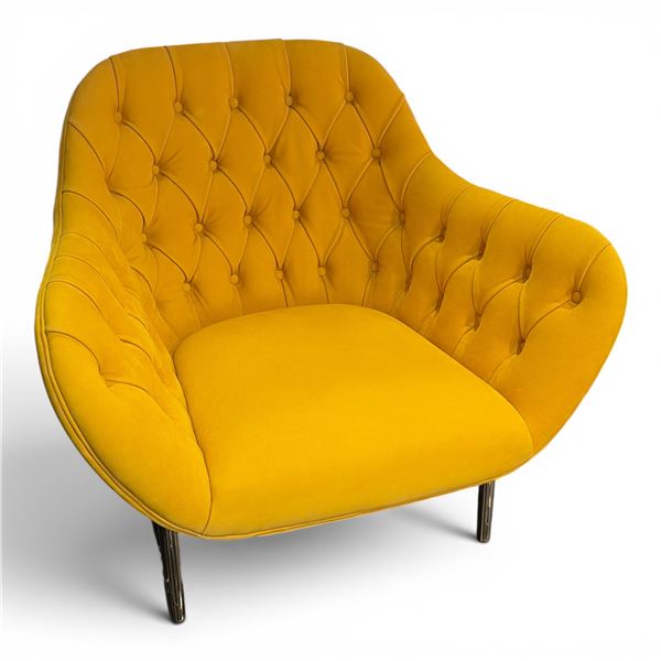 New Jade Armchair Ulivi MSRP $15,752 Made in Italy Leather Cover Cat. Top Nubuk Col. Senape Metal Le