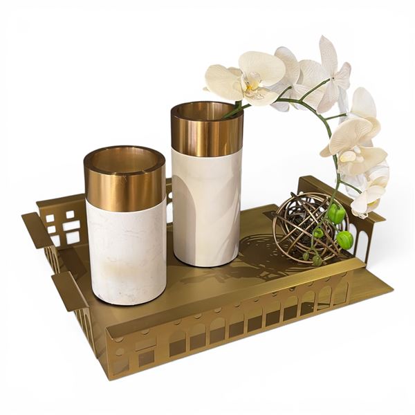 New Group of Marble Vase MSRP $360, Table Decor MSRP $240 & Fruit Plate Roman Square MSRP $450