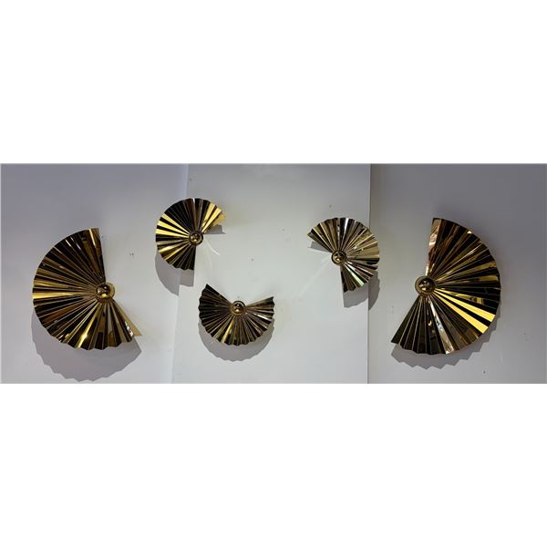 New Fan Set Wall Decor 5pc Gold Finish MSPR $899