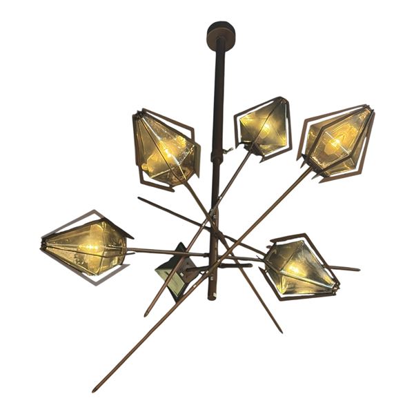 New The Vine Chandelier Matte Red Bronze/Smoke Grey Glass MSRP $5,670 (38.77x43.50x42.51" - Bidder R